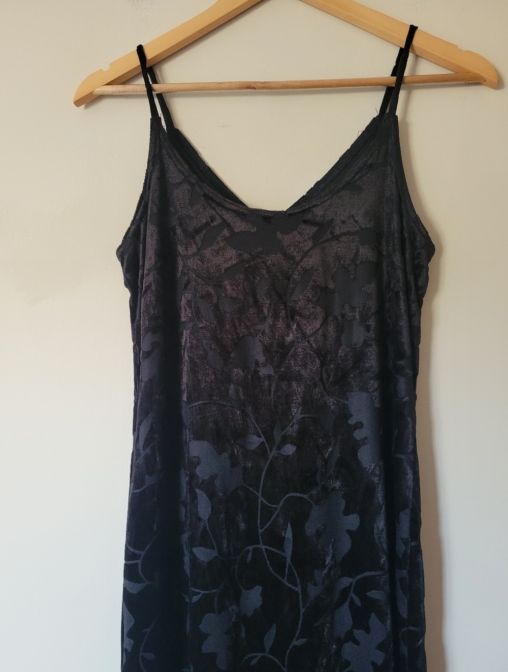 Vintage 90s Velvet Burnout Vampy Whimsigoth Grunge Maxi Slip Dress Size Small - Picture 3 of 11